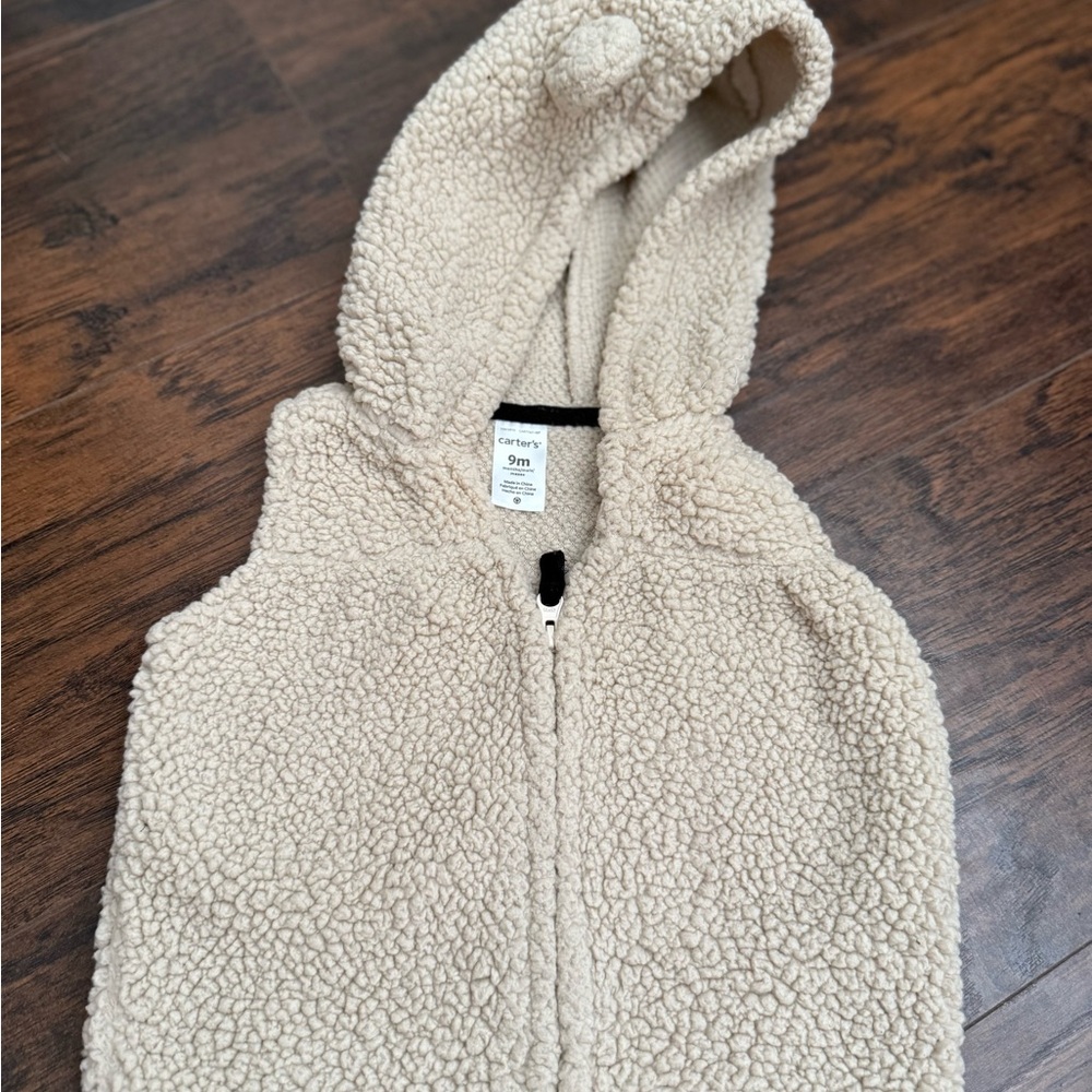 Carter's Cream Sherpa Vest with Bear Ears on Hood